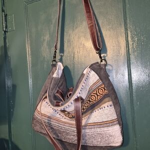 Myra Bag Gray and Brown Shoulder Bag